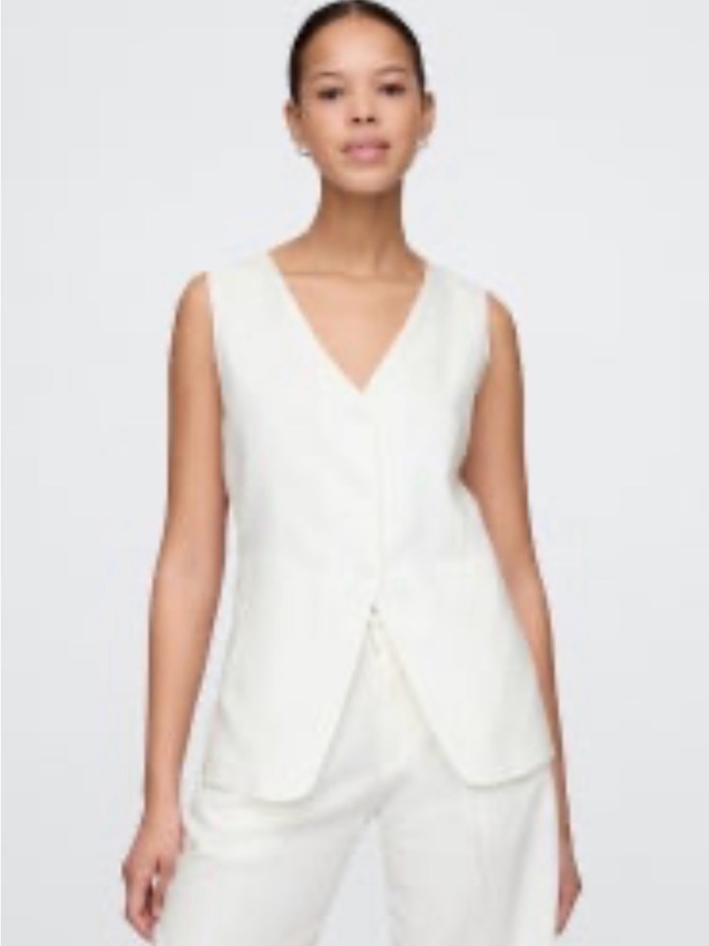 NWT - Gap Women’s Longline Vest Linen Blend Size Large - Ivory